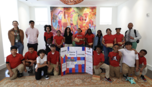 A proud moment with the fifth-grade students of Dorothy I. Height Elementary and Sentro Rizal Administrator Mark Lim (standing,second from left) after their EAP presentation at the Philippine Embassy on 2 June 2025.